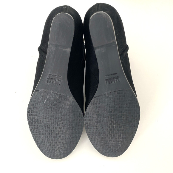 Stuart Weitzman Sidetrack Suede Bootie Ankle Boot Black Round Toe Wedge … - Picture 9 of 9